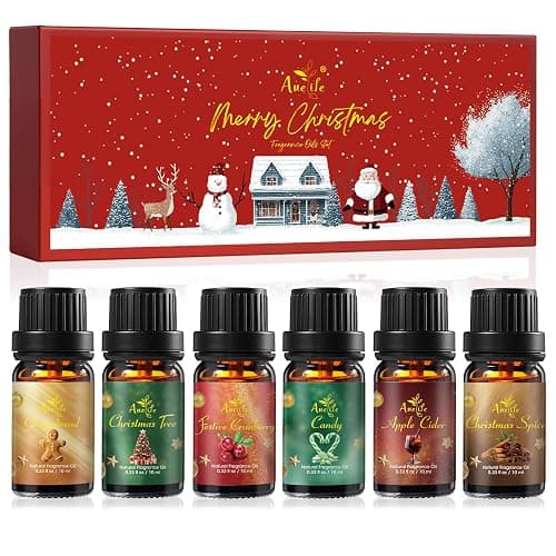 Christmas Essential Oil Set | 6 Pack Holiday Fragrance Oils for Diffuser, Candle Making | Christmas Tree, Spice, Gingerbread, Apple Cider, Candy, Cranberry | Aromatherapy Gift Set for Home & Women - Image 1