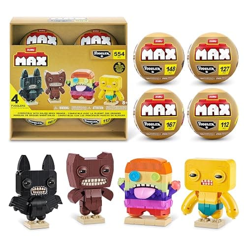 MAX Build More Premium Fuggler Collection 4 Pack by ZURU - Novelty Unboxing Toy & Building Brick Collectible Minis with up to 167 Pieces, Fun Designs to Build & Display, Ages 8+, Kids, Teens & Adults. - Image 1