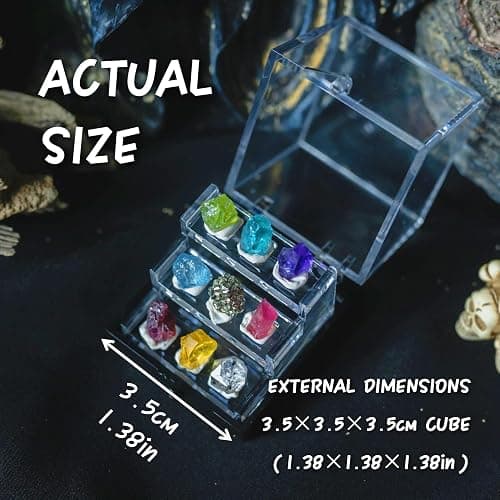 9 Rare Natural Gemstone Collection Gift Box-Peridot, Apatite & 7 Exquisite Minerals-Square Acrylic Tiered Display Case - Ideal Birthday & Christmas Gifts for Mineral Enthusiasts,Geography Enthusiast thumbnail 4