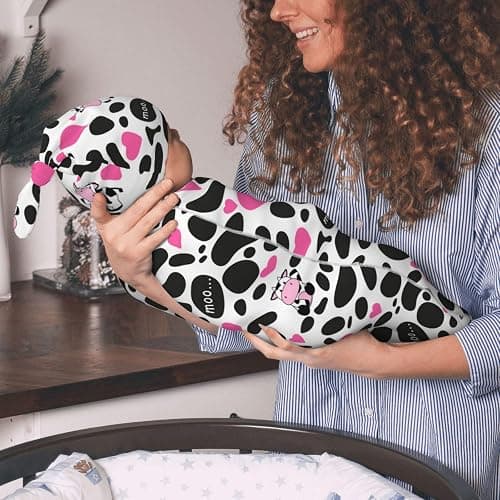 Cute Cow Swaddle Blankets Soft Receiving Blanket Baby Swaddle Wrap for Baby Girls Boys thumbnail 2