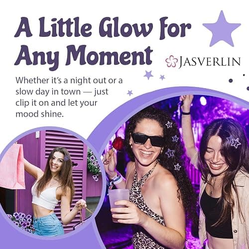 JASVERLIN 36 Pcs Star Hair Clips, Y2k Cute Snap Barrettes for Women Thin Thick Hair, Colorful Kawaii Girls Rave Accessories Glitter Non Slip Metal Hairclips Assorted Sizes (Purple) thumbnail 6