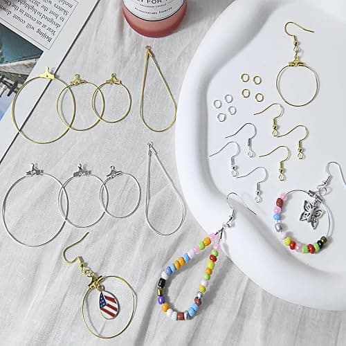XKCWXY 483Pcs Earring Making Kit with Beading Hoop Earring Finding Component Accessories,Earring Hooks,Jump Rings,Earring Backs for Jewelry Making DIY Craft thumbnail 3