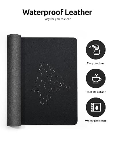 YSAGi Leather Desk Protector, Office Mat, Large Mouse Mat, Non-Slip PU Leather Blotter, Laptop Desk Mat, Waterproof Writing Pad for Office and Home (Black, 31.5" x 15.8") thumbnail 5