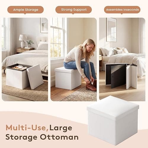 LIVELYGLOW 24" White Small Vanity Set with Lighted Mirror & Storage Stool | Smart LED Mirror, Charging Station, Hairdryer Rack, Space-Saving thumbnail 4