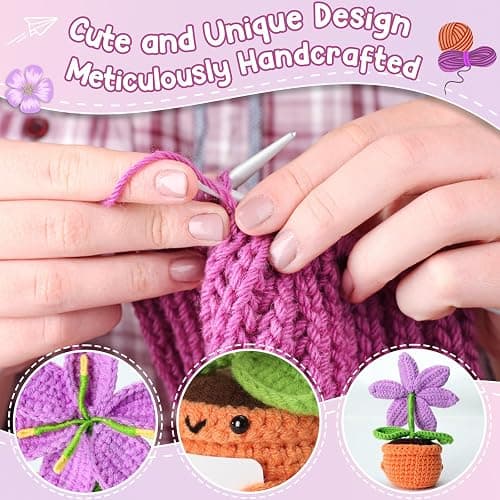 Handmade Crochet Purple Lily Flower Doll – Valentines Day Romantic Gift for Her, Women, Thank You Appreciation Gifts for Coworkers, Teachers, Friends, Birthday, Mother’s Day, Easter Spring Decor thumbnail 3