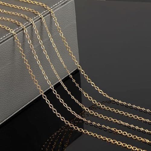 YOUBEIYEE 5 Meters 18K Gold Plated Chain for Jewelry Making, Shiny Light Gold Embossed Oval Cable Link Chain Spool Women Necklace Bracelet DIY Jewelry Findings thumbnail 5
