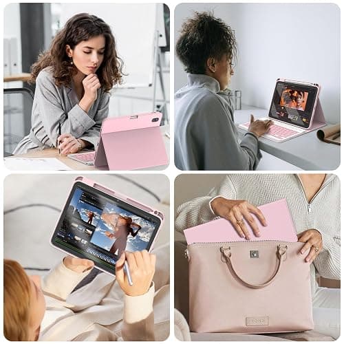 FUWANG For iPad Air 11 inch Case with Keyboard for M3 2025/M2 2024 & Air 5th/4th Gen 10.9 inch, Detachable Magnetic Keyboard Case with Pencil Holder – US Layout Light Pink thumbnail 8