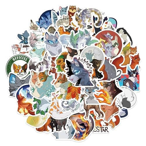 50pcs Warriors Cat Stickers for Kids, Cool Waterproof Vinyl Decal for Teen Adult Boy Laptop, Travel Case, Phone, Bike, Water Bottle, Guitar, Computer, Skateboard (Blue) thumbnail 3