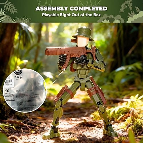 JoriBoBo T13 Action Figure (Dummy 13 / Titan 13), Jungle Soldier - 3D Printed Poseable Robot with Accessories for Stop Motion Animation | Kids Gift thumbnail 2