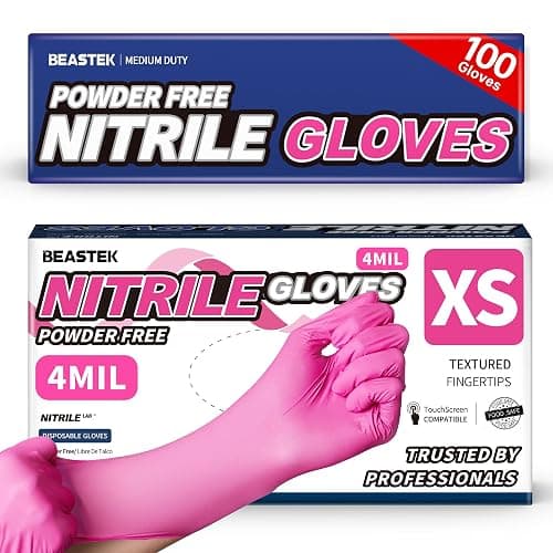 Beastek Nitrile Disposable Exam Gloves, 4Mil 100Ct Powder-Free Latex-Free Food-Safe for Cooking Medical Esthetician, Hot Pink - Image 1