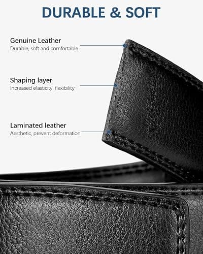 BOSTANTEN Mens Belt Leather Ratchet Belt For Men Dress and Casual with Adjustable Buckle, Trim to Fit thumbnail 4