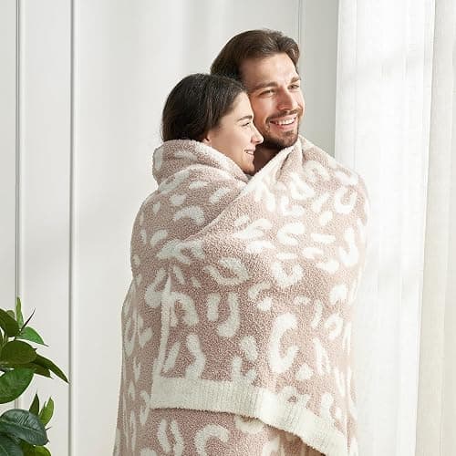 Snuggle Sac Leopard Blanket, Queen Size Beige Bedding Blanket Microfiber Fluffy Warm Cozy Fuzzy Soft Blanket Reversible Cheetah Blankets for Bed, Couch, Sofa, 90x90 inches - Leopard Beige - Queen(90"x90") thumbnail 2