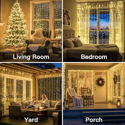 SUDDUS Curtain Lights for Backdrop 300LED 9.8x9.8ft Warm White Bedroom Wedding thumbnail 4