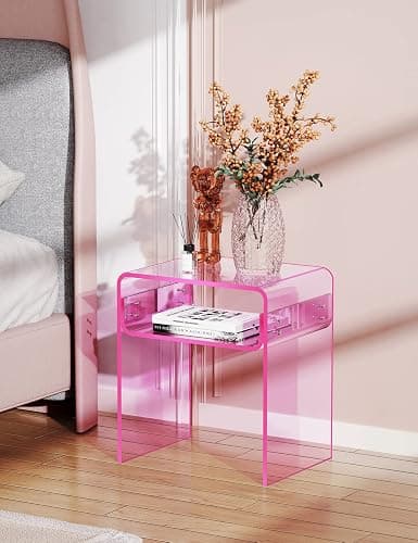 solaround Table d'appoint en Acrylique, Transparent, pour Salon, Chambre, Table de Chevet, 40 x 30 x 50 cm (Rose) thumbnail 2