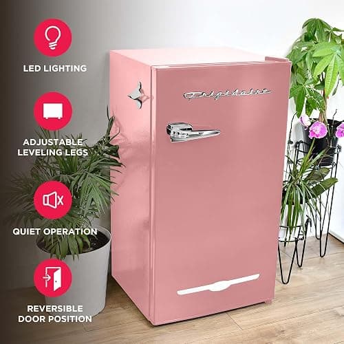 Frigidaire EFR376 Retro Bar Fridge Refrigerator with Side Bottle Opener, 3.2 cu. Ft, Pink/Coral thumbnail 5