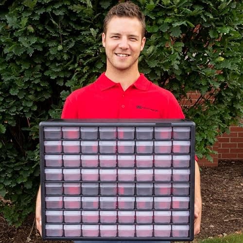 Akro-Mils 64-Drawer Plastic Drawer Storage Cabinet for Garage Organization, Bead Organizer, Building Bricks Storage, Teacher Toolbox, Makeup Organizer, 20" W x 6" D x 16" H, 10164 Black thumbnail 2