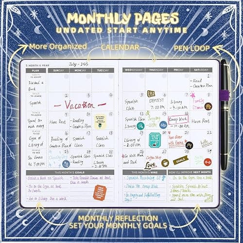 2025 Undated Academic Planner Hardcover (5.5x8.5") - Flexible Weekly & Monthly Organizer with Stickers, Productivity Journal for Students & Professionals(Navy Blue) thumbnail 3