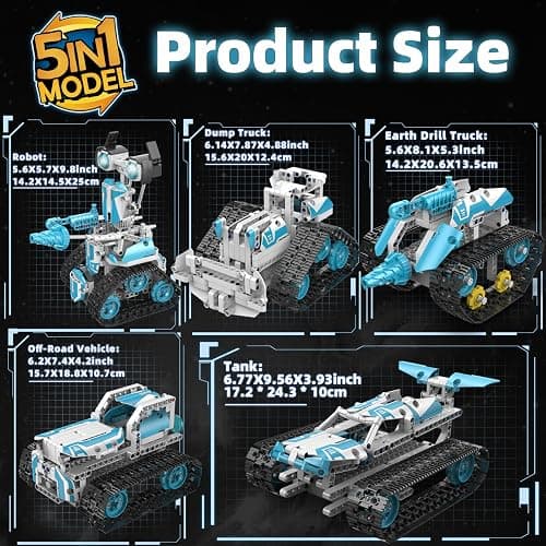 Suplanet STEM Robot for Kids Ages 8-14, 5-in-1 Remote Control and APP Programmable Robot Toys - 720 Pcs DIY Building Science Educational Kit, Building Block Birthday Present for Teen Boys Girls thumbnail 5