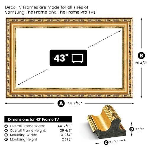 Frame My TV Deco TV Frames - Ornate Gold Smart Frame Compatible ONLY with Samsung The Frame TV and Pro (43", Fits 2021-2025) thumbnail 4