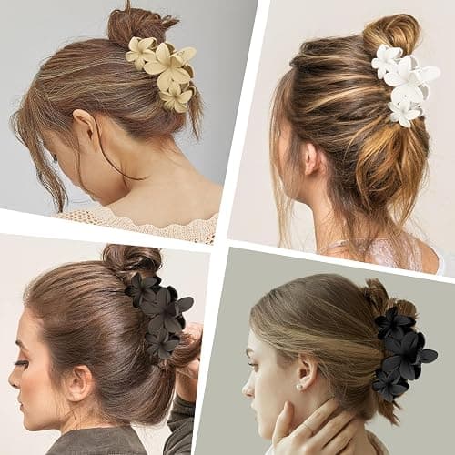 ANBALA Matte Flower Hair Accessories - 4PCS Large Plumeria Hawaiian Hair Clips with Strong Hold for Women, Non-Slip and Cute thumbnail 6
