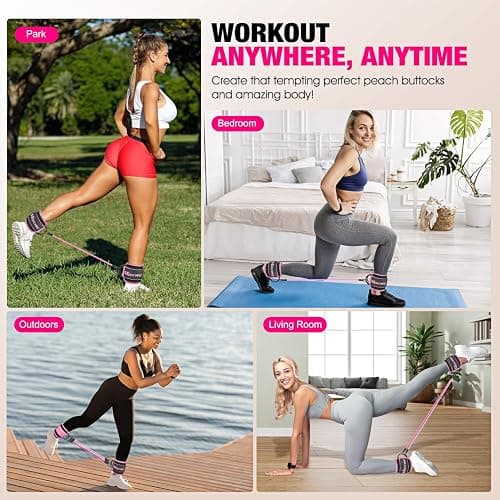 HOXWC Ankle Resistance Bands with Cuffs, Ankle Bands for Working Out, Ankle Resistance Band for Leg, Booty Workout Equipment for Kickbacks Hip Fitness Training, Exercise Bands for Butt Lift Women - 1-pink thumbnail 6