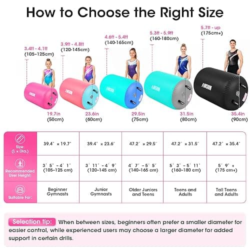 AWSUM Gymnastics Barrel, Air Roller for Back Handspring and Walkover | Tumbling Barrel, Inflatable Gymnastics Roller for Home Gym Practice, Cheerleading Training, Thickened PVC, Pump Not Included thumbnail 5