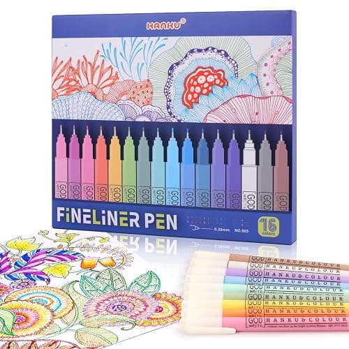 HANKU Bible Journaling Pens No Bleed Through, Fineliner colored pens for Bible Study, Fine Point Pen Journaling Supplies with Assorted Colors, 0.38mm,16 Pack thumbnail 6