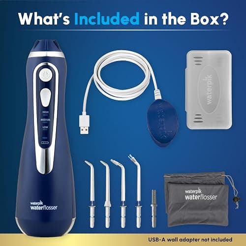 Waterpik Cordless Advanced 2.0 Water Flosser For Teeth, Gums, Braces, Dental Care With Travel Bag and 4 Tips, ADA Accepted, Rechargeable, Portable, and Waterproof, Blue WP-583, Packaging May Vary thumbnail 4