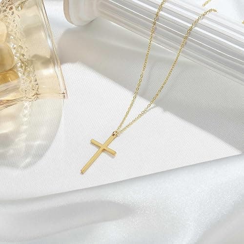MONOZO Cross Necklace for Women，14K Gold Plated Cross Necklace Layered Gold Cross Necklace Tiny Sideway Cross Choker Necklace Gold Cross Necklaces for Women Trendy Gold Jewelry Gifts for Women Trendy thumbnail 6