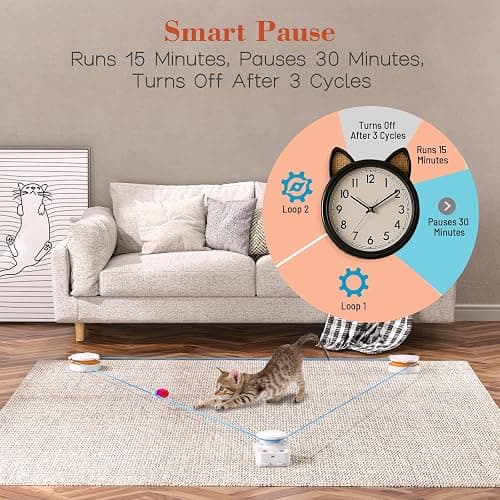 Interactive Cat Toy for Indoor Cats – Automatic Moving & Enrichment Toy for Indoor Cats/Kitten, Auto/Manual Control Cat Treadmill for Exercise & Mental Stimulation, Stimulating Chase Toys (H1K2) thumbnail 8