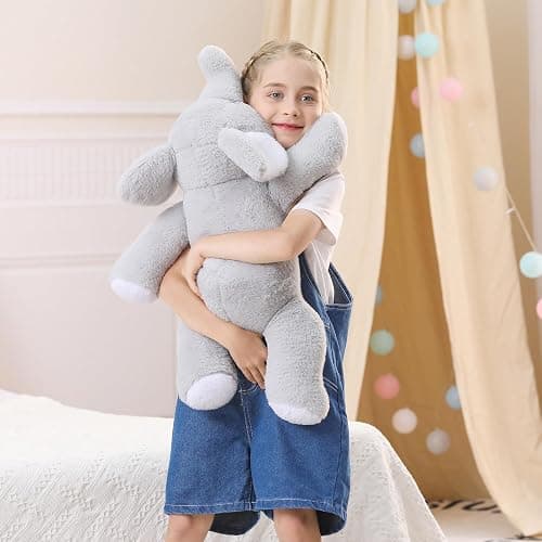 WeBingo Weighted Elephant Stuffed Animals 27", 5 Pounds Weighted Plush Toy for Christmas, Valentine's, Birthday Big Soft Cute Elephant Plushies Gifts for Kids Adults Boys Girl(Gray) thumbnail 2