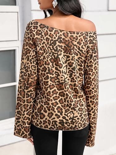 Fisoew Womens Off The Shoulder Tops Sweatshirts Lightweight Oversized Pullovers Long Sleeve Y2k Loose Fit Tunic Tops thumbnail 5