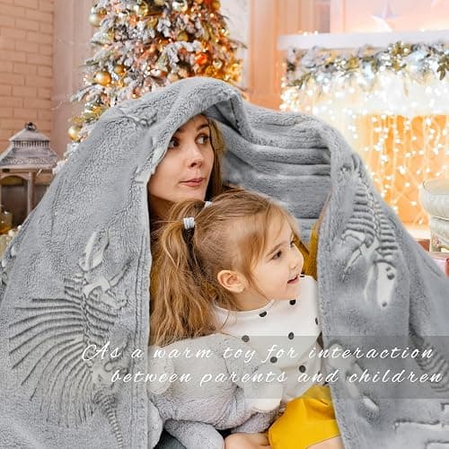 Glow in The Dark Blanket Dinosaur Throw Blanket for Boys Kids Soft Warm Cozy Cute Dino Blanket Unique Dinosaurs Toys Gifts Gray Glowing Dinosaur Room Decor Blankets for Girls Teens 50"x60" thumbnail 6