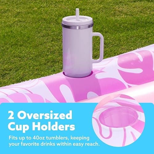 SLOOSH Inflatable Tanning Pool Lounger Float, 85" x 57" Extra Large Pool Floats Adult with Pillow, 4 in 1 Suntan Tub Raft Floatie,Sunbathing Bed Lounge for Water Blow Up Ball Pit, XL-Blushing Pink thumbnail 4