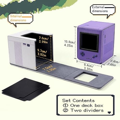 Retro Gaming Console Appearance MTG Deck Box with Commander Display, Card Deck Case Fit 120 Single Sleeved Cards, PU Leather Magnetic Card Storage Box with 2 Dividers, Compatible with TCG/PTCG (Pink) thumbnail 3