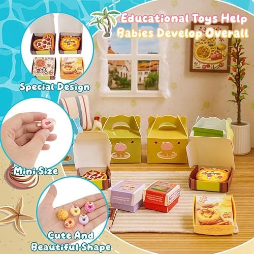 196Pcs Mini Shopping Cart Basket Trolley Grocery Game Model Miniature Drink Bottle Food Pizza with Box Supermarket Metal Handcart Toy Doll House Store Cosplay Pretend Kitchen Shelf Cash Register thumbnail 4