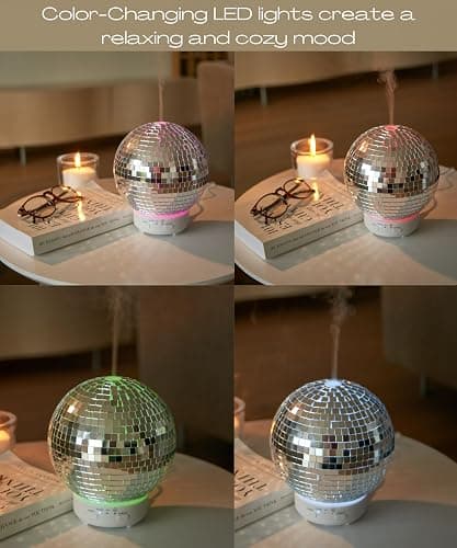 Mirror Ball Diffuser – Cute Essential Oil Diffuser and Humidifier for Home | Rotating, 2 Timer Modes, Eclectic & Maximalist Room Decor thumbnail 5