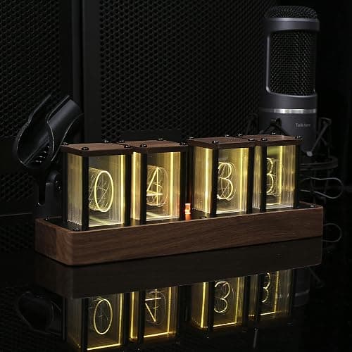 ClocTeck Nixie Tube Clock Walnut Digital Clock, Support Wi-Fi Time SYNC, Alarm & Timer, 12/24H Display, A Retro Gift for Friends thumbnail 4