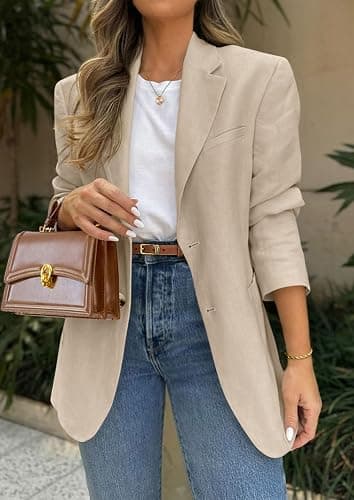 PRETTYGARDEN 2025 Blazers for Women Business Casual Long Sleeve Lapel Open Front Suit Jacket Work Blazer with Pockets thumbnail 3