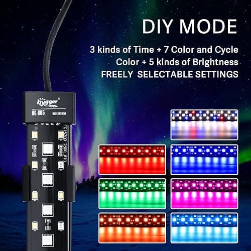 hygger 24/7 Mode Submersible Aquarium LED Light, Full Spectrum Hidden Fish Tank Light with 3 Rows Beads 7 Colors Auto On Off Sunrise-Daylight-Moonlight, Adjustable Timer Brightness 8W thumbnail 2