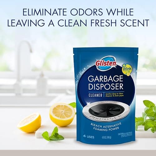 Glisten Garbage Disposer Cleaner and Freshener, Sink Disposal Odor Eliminator with Foaming Action, Lemon Scent, Made in the USA, 4 Packets thumbnail 6