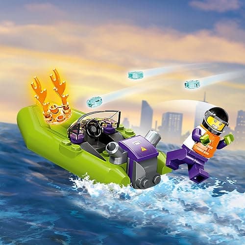 LEGO City Fire Rescue Boat Building Set - Floatable Boat Toy for Boys & Girls, Ages 5+ - Kids Pretend Play Toy for Preschool - Gift for Birthdays - 60373 thumbnail 4