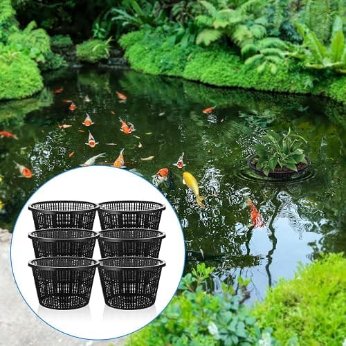 mekueeex 6 Pcs Hydroponic Baskets Aquatic Black Plastic Garden Mesh Net Pot Hydroponic Pots Slotted Pond Basket Aquarium Plant Pots for Lily Hydroponic Nursery Grow Planting Supplies thumbnail 5