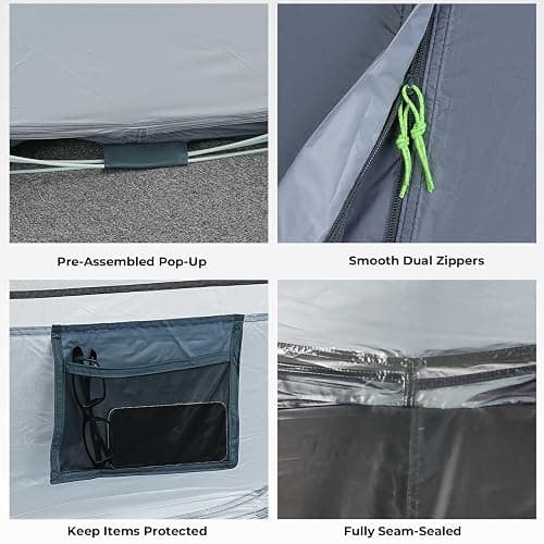 4 Person Pop Up Camping Tent, Waterproof Instant Family Tents,Easy Setup with 2 Doors Camping Tent for Hiking & Traveling, Grey thumbnail 6
