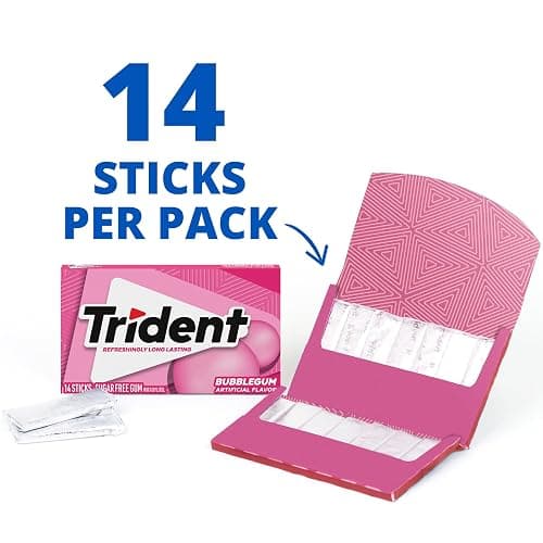 Trident Bubblegum Sugar-Free Chewing Gum, 12 Packs of 14 Pieces (168 Total Pieces) thumbnail 4
