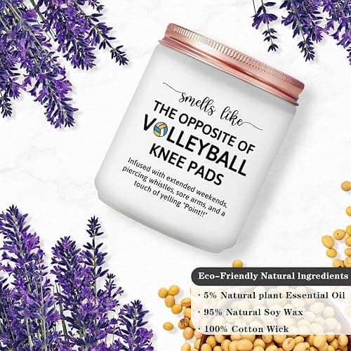 Maybeone Volleyball Gifts for Teen Girls - Volleyball Gift for Lovers, Players, Coach, Team, Mom - Christmas Volley Ball Accessories Present for Women, 7 Oz Lavender Candle thumbnail 2