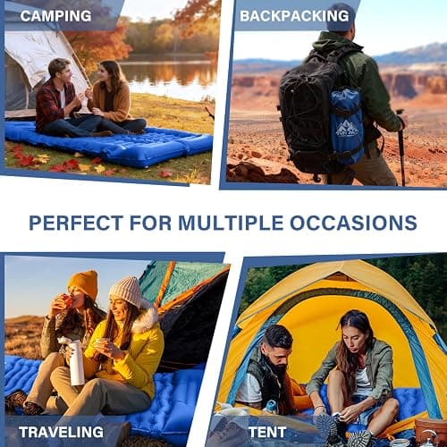 FUN PAC Camping Sleeping Pad, Ultralight Camping Pad with Pillow Built-in Foot Pump Inflatable Sleeping Mat Compact for Camping Backpacking Hiking Traveling - Blue, Single thumbnail 5
