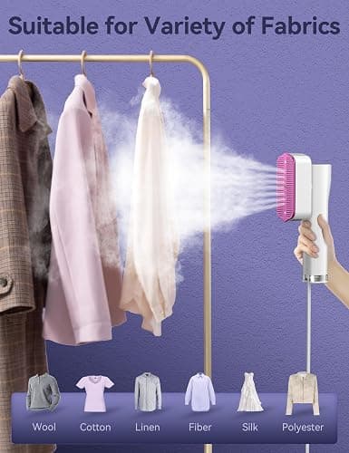 Steamer for Clothes,Sundu Portable 2-in-1 Steamer & Iron,15s Heat-up,100ml Tank,Ironing Gloves,20 Min Steam,Wrinkle Remover,Garment Steamer for Travel & Home(Charm White) thumbnail 5