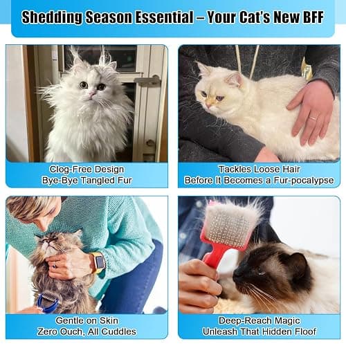 2PCS Flea Comb for Cats & Dogs – Magic Self-Cleaning Cat Grooming Brush with Stainless Steel Teeth, Cat Combs for Fleas and Ticks, Indoor Pets, Fine Tooth Comb for Kittens thumbnail 3