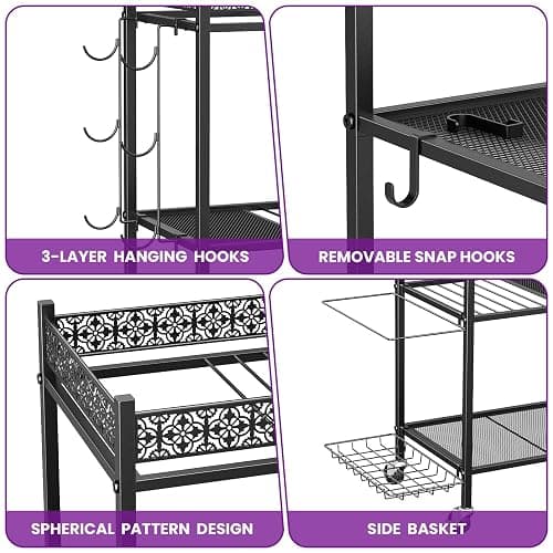 Yoga Mat Storage Rack, Home Gym Storage Rack, VOPEAK Workout Storage for Yoga Mat, Foam Roller, Gym Organizer Gym Equipment Storage for Home Exercise and Fitness Gear thumbnail 4